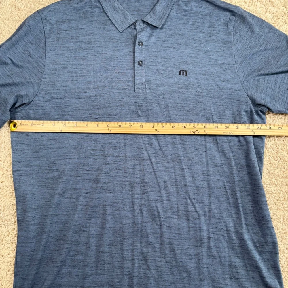 TravisMathew Polo Shirt Mens‎ XXL Blue Excellent Nissan Heathered Short Sleeve